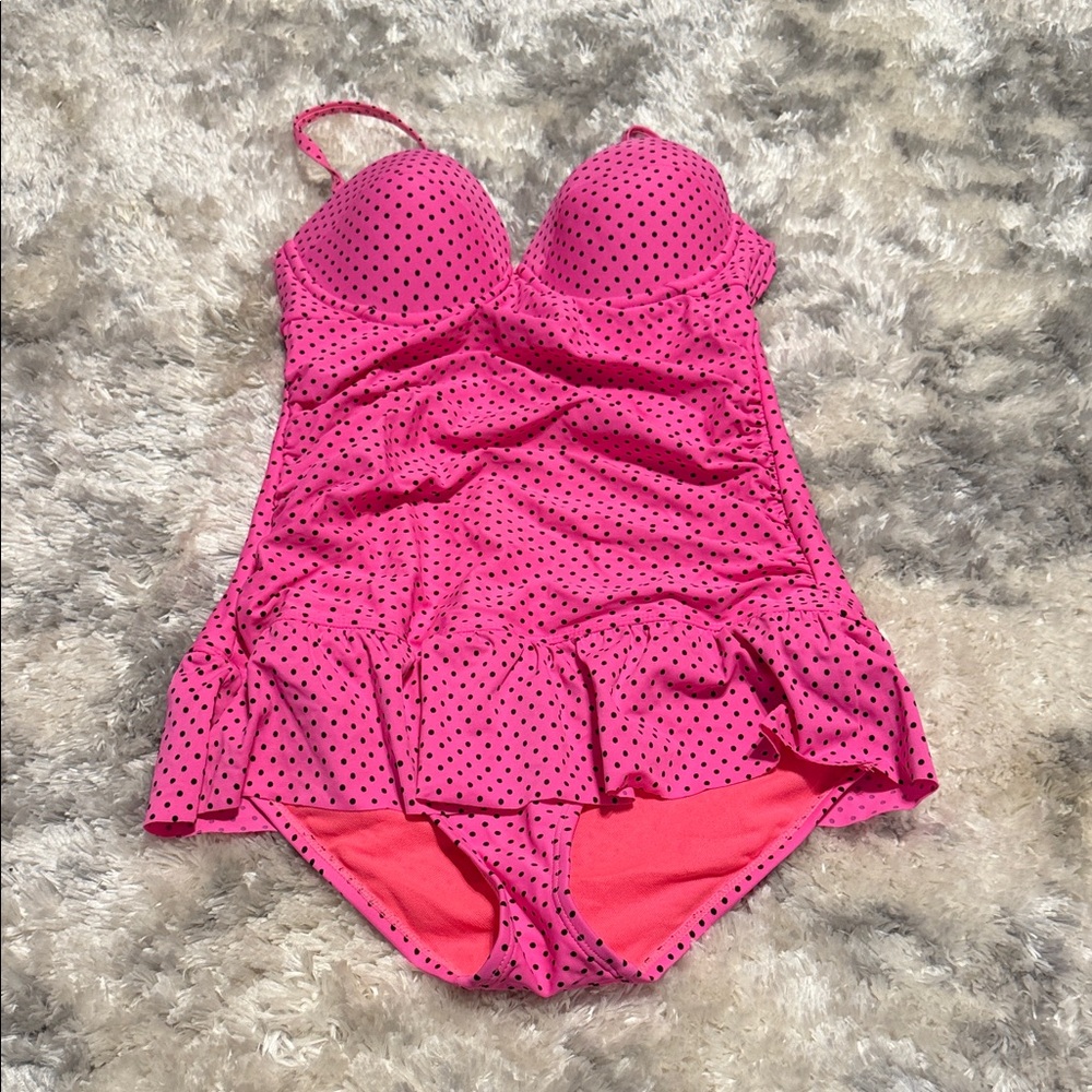 Joe Boxer Fuchsia Polka Dot One Piece Swimsuit